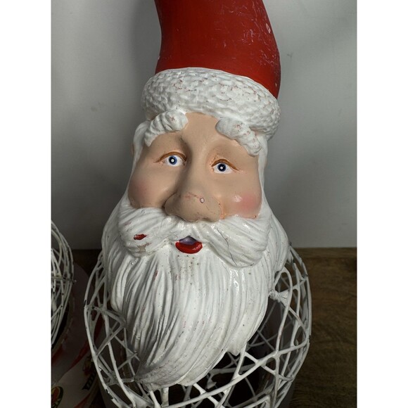 4 Dept 56 Santa Claus Face Round Wire Mesh Cage Christmas Tree Ornaments Rare - Picture 5 of 12